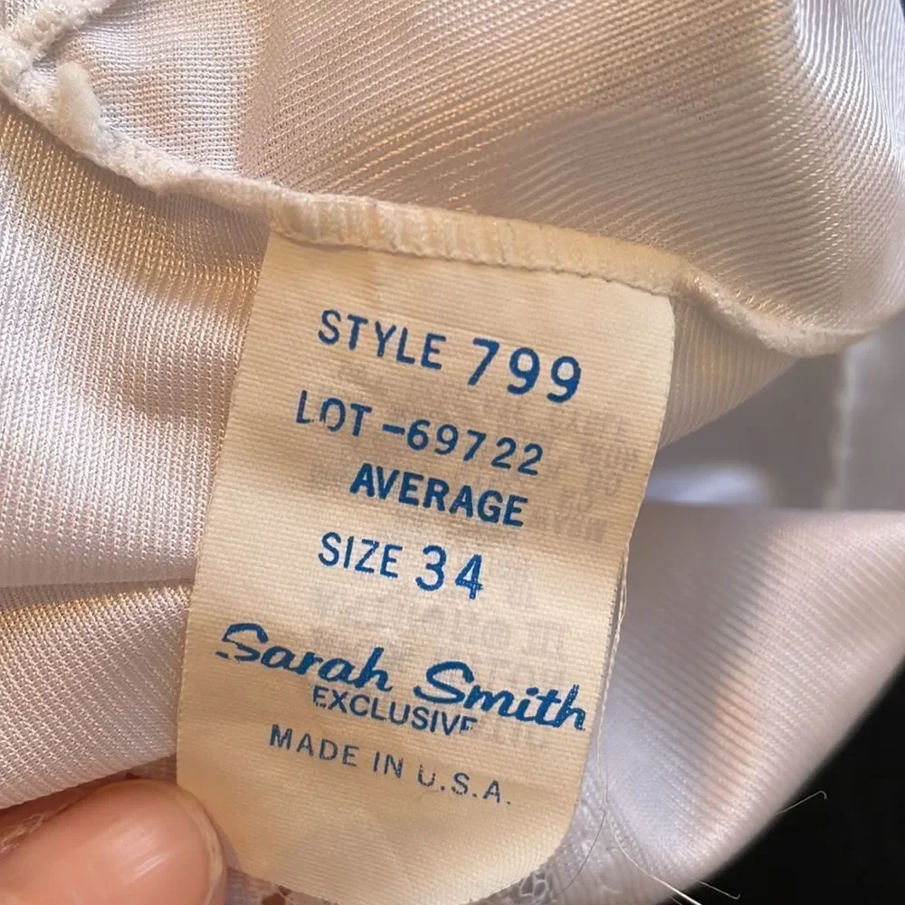 Vtg Sarah Smith white & black full slip‎